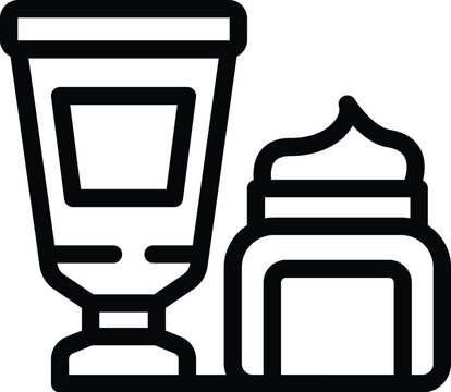 recommend clip art: Vector line icon illustrating a face cream jar and lotion tube for beauty and skincare concepts