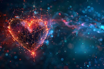 Glowing Digital Heart Symbolizing Emotional Social Connection and Engagement