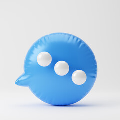 Inflated message icon isolated over white background. 3D rendering.