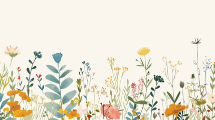 Floral card designs with wild flowers. Herbal background