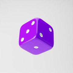 Dice icon isolated over white background. 3D rendering.