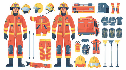 Firefighter creation Four or DIY kit. Bundle of firem