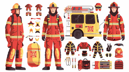 Firefighter creation Four or DIY kit. Bundle of firem