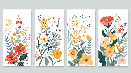 Flowers cards Four . Nature background designs with f