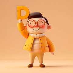 알바펫 D를 들고 있는 3D 애니메이션 캐릭터