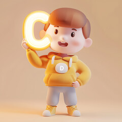 알바펫 D를 들고 있는 3D 애니메이션 캐릭터