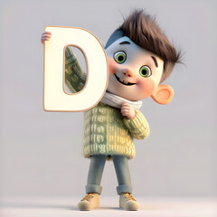 알바펫 D를 들고 있는 3D 애니메이션 캐릭터