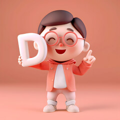 알바펫 D를 들고 있는 3D 애니메이션 캐릭터