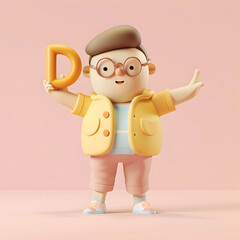 알바펫 D를 들고 있는 3D 애니메이션 캐릭터