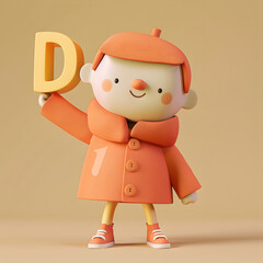 알바펫 D를 들고 있는 3D 애니메이션 캐릭터