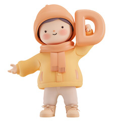 알바펫 D를 들고 있는 3D 애니메이션 캐릭터