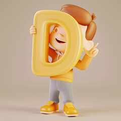 알바펫 D를 들고 있는 3D 애니메이션 캐릭터