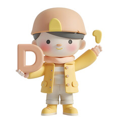 알바펫 D를 들고 있는 3D 애니메이션 캐릭터