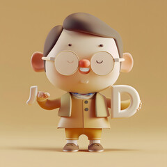 알바펫 D를 들고 있는 3D 애니메이션 캐릭터