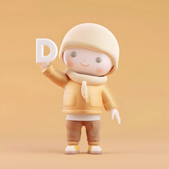 알바펫 D를 들고 있는 3D 애니메이션 캐릭터