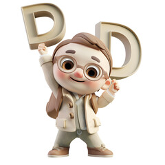 알바펫 D를 들고 있는 3D 애니메이션 캐릭터