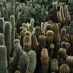 Fondo con detalle y textura de multitud cactus de tonos verdes