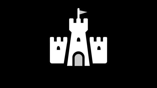 silhouette of a castle icon animation best object on black and white 4K Video motion graphic animation