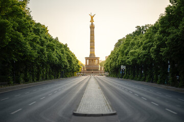 the victory column of berlin during sunset, germany