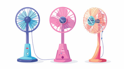 Four of electric fans of various types isolated on white background