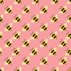 bee seamless pattern in flat vector	