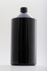 Studio shot of empty plastic detergent or shampoo bottle
