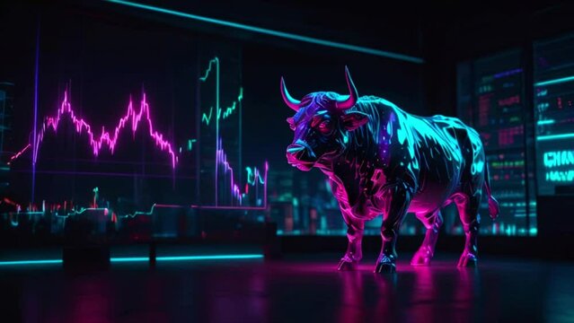 Bullish trend chart graph illustration in the context of the forex financial market, created by AI in a looping video format