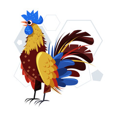 Rooster birds vector with white Background