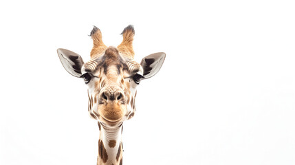 Obraz premium Giraffe head looking to the camera ,generative ai