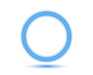 Blue magical geometric circle neon portal shrouded. Round glowing frame. Futuristic teleporter. Light effect. Bright lights illuminate a night scene. Runway light effect. PNG.
