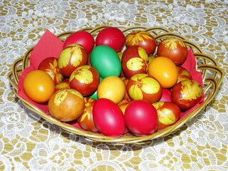 Easter eggs in a basket - In Maramures, Romania