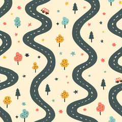 Obraz premium A road with trees and a car on it