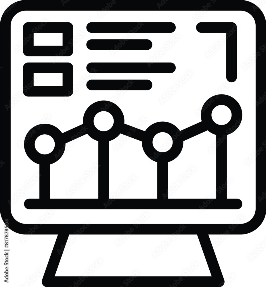 Poster modern analytics dashboard icon with black and white line art design for data analysis. financial pe