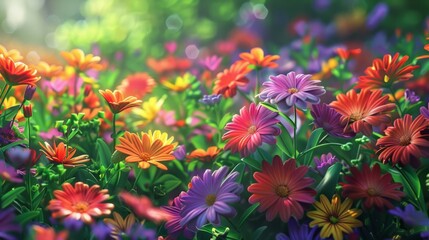  colorful flowers spring background