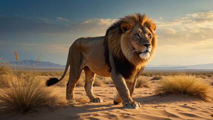 lion on desert background