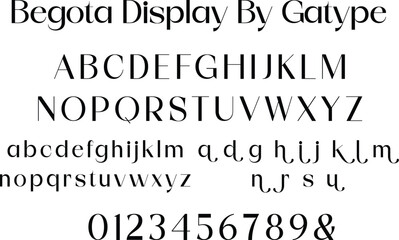 Elegant serif font alphabet typeface font number and ampersand. Typography type design trend luxury classic lettering fonts decorative vintage retro font.
