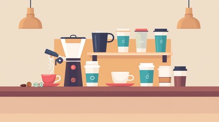 Coffee tasting flat design front view flavorful animation analogous color scheme