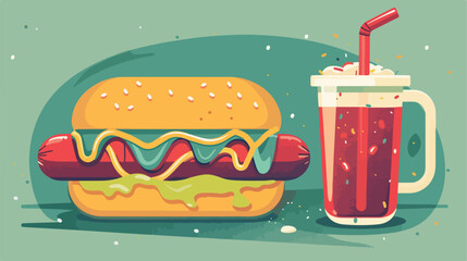 Soda mug and hot dog design Eat food restaurant menu