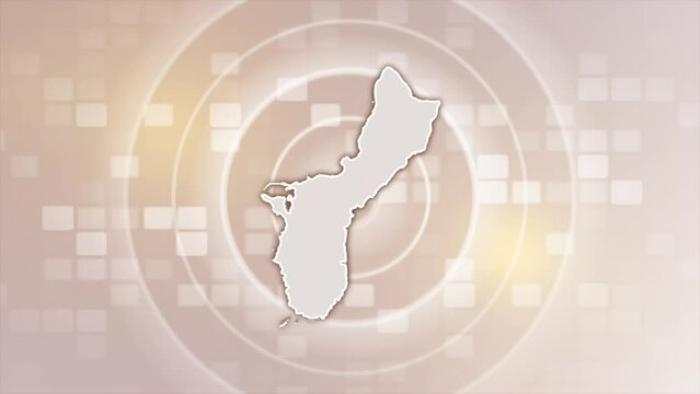 Guam Animated Map on Minimal Background, Multi Purpose Background with Ripples and Boxes with Guam 3D Map, Useful for Politics, Elections, Travel, News and Sports Events
