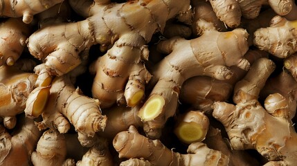 ginger roots close-up wallpaper texture pattern or background 1
