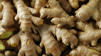 ginger roots close-up wallpaper texture pattern or background 3