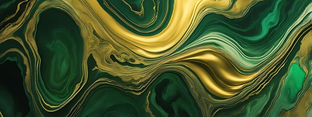 Background green gold abstract texture marble pattern liquid ink paint. Dark background green gold luxury stone wallpaper golden watercolor foil agate black art design emerald color fluid water moder	