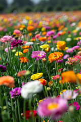Fototapeta premium Vibrant Flower Farm in Full Bloom on a Sunny Day 