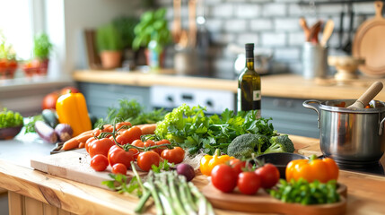 Modern Farmhouse Kitchen with Fresh Farm-to-Table Ingredients  