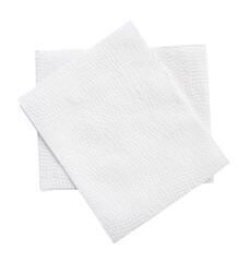 Top view of folded tissue paper in stack prepared for use in toilet or restroom isolated with clipping path in png file format