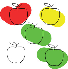 Simple flat color line drawing of an apple Vector.eps