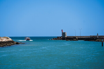 Fishing and tour boats in the port, Ribeira de Bensafrim, Lagos, Algarve, Portugal