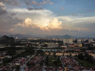 time clouds over city