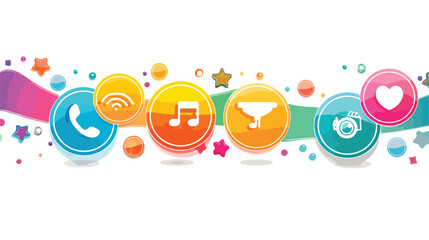 Sticker colorful buttons social with emblem ribbon de