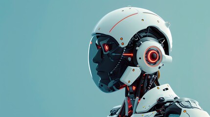 robot flat design side view cyberpunk theme 3D render Tetradic color scheme